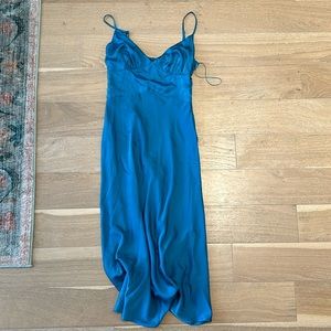 Hello Molly Teal Satin Midi